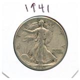 1941 Walking Liberty Silver Half Dollar