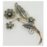 Vintage "Van Dell" Sterling Silver Flower Brooch