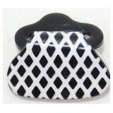 Vintage Lucite Clutch Bag Purse Brooch - Black