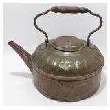* Large Antique Copper Teapot with Wood Handle