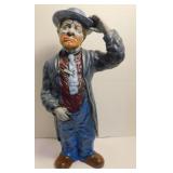 Vintage Ceramic Hobo Clown 14" Tall
