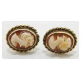 Vintage 14K Yellow Gold and Carved Cameo Pierced