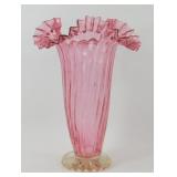 * Vintage Fenton Cranberry Ruffled Swing Vase -