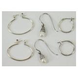 3 Pairs of Silver Earrings