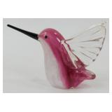 * Art Glass Hummingbird Figure - Pink