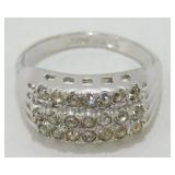 Sterling Silver Ring with White Stones - 4.39