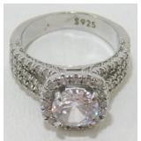 Sterling Silver CZ Cocktail Ring - Size 7.75, 6.63