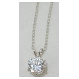 Sterling Silver and White Stone Necklace - 1.97