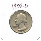1953-D Washington Silver Quarter