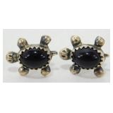 Vintage Sterling Silver Black Onyx Turtle