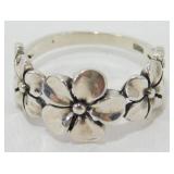 Vintage Sterling Silver Flowers of Paradise Ring