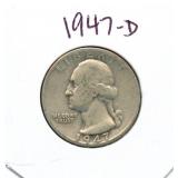 1947-D Washington Silver Quarter