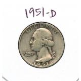 1951-D Washington Silver Quarter