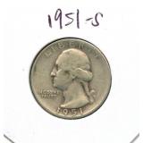 1951-S Washington Silver Quarter