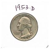 1953-D Washington Silver Quarter