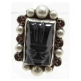 Sterling Ring w/ Black Stone - 8.07 Grams