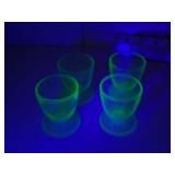* 4 Uranium Glass Dessert Cups