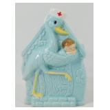 * Vintage 1960 Lefton Blue Stork Nurse Planter -