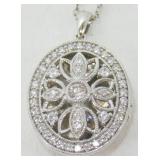 Sterling Silver CZ Locket Pendant Necklace - 18ï¿½,