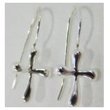 Sterling Silver Cross Earrings - 1ï¿½, 2.82 grams