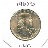 1960-D Franklin Uncirculated Silver Half Dollar