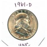 1961-D Franklin Uncirculated Silver Half Dollar