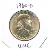 1960-D Franklin Uncirculated Silver Half Dollar