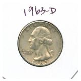 1963-D Washington Silver Quarter