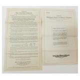 2 Antique 1926 New Stock Issue Documents -