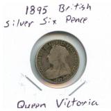 1895 British Silver Six Pence - Queen Victoria