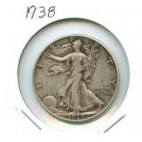 1938 Walking Liberty Silver Half Dollar