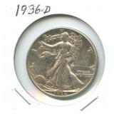 1936-D Walking Liberty Silver Half Dollar