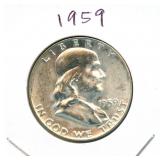 1959 Franklin Uncirculated Silver Half Dollar