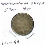 Newfoundland 20 Cent Silver - 1899, Large 99