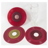 3 Red Vintage 45 RPM Vinyl Records & Vintage