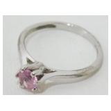Vintage Sterling Silver Pink Stone Ring - Size