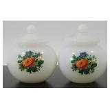 * Vintage Milk Glass Covered Trinket Jars