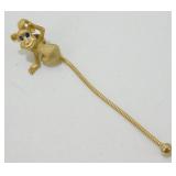 Vintage Monkey Tack Pin with Blue Jeweled Eyes -