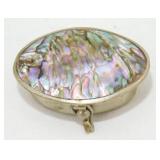 Vintage Alpaca and Abalone Trinket Box - Oval