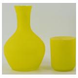 * Vintage Yellow Glass Tumble Up Set with