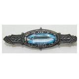 Art Deco Sterling Silver Brooch ï¿½Chip In Stoneï¿½ -
