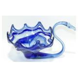 * Vintage Hand Blown Murano Glass Swan Bowl
