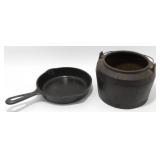 2 Ancient Cast Iron Pieces - #3 Pan, #1 Bucket