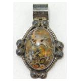 Old Mexico Sterling Silver Leopard Jasper Pendant