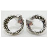 Sterling Silver and Marcasite Pierced Earrings -
