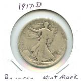 1917-D Walking Liberty Silver Half Dollar -