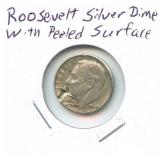Roosevelt Silver Dime with Peeled Surface