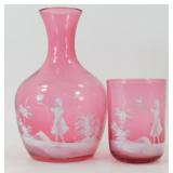 * Vintage Cranberry Glass Tumble Up Set with