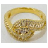 Gold over Sterling Silver CZ Fashion Ring, Size 7