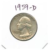 1959-D Washington Silver Quarter